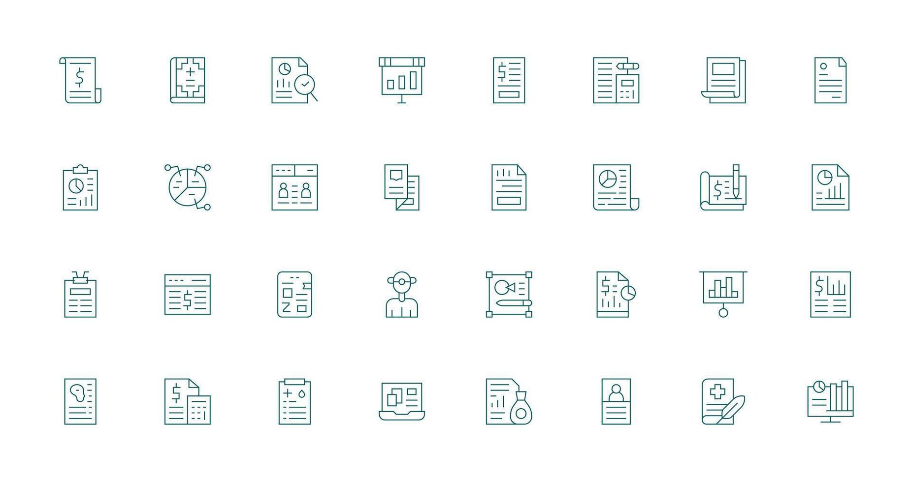 32 Thin Line Icons for Summary Graphics Design Ready Icon Set for Teams vector