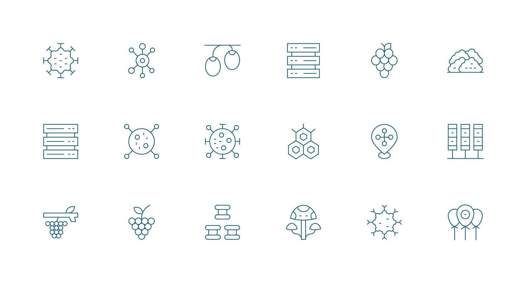 18 Cluster Icons in Minimal Line Aesthetic Icon Pack for Various Themes vector