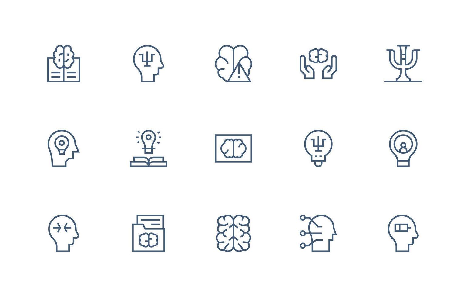 Brain featuring 15 Icons in Regular Line Design Creative Icon Set vector