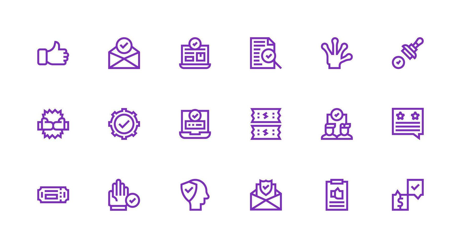 Confirmation Visual Pack containing 18 Strong Stroke Line Icons Quick Access Icons for UI Development vector