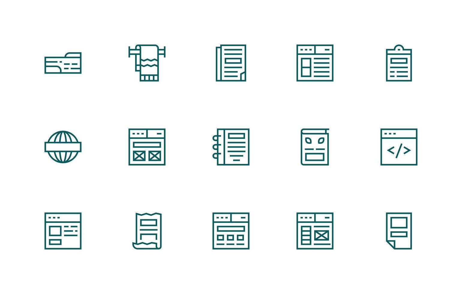 15 Regular Line Icons for Template Graphics User Interface Icons for Digital Products vector