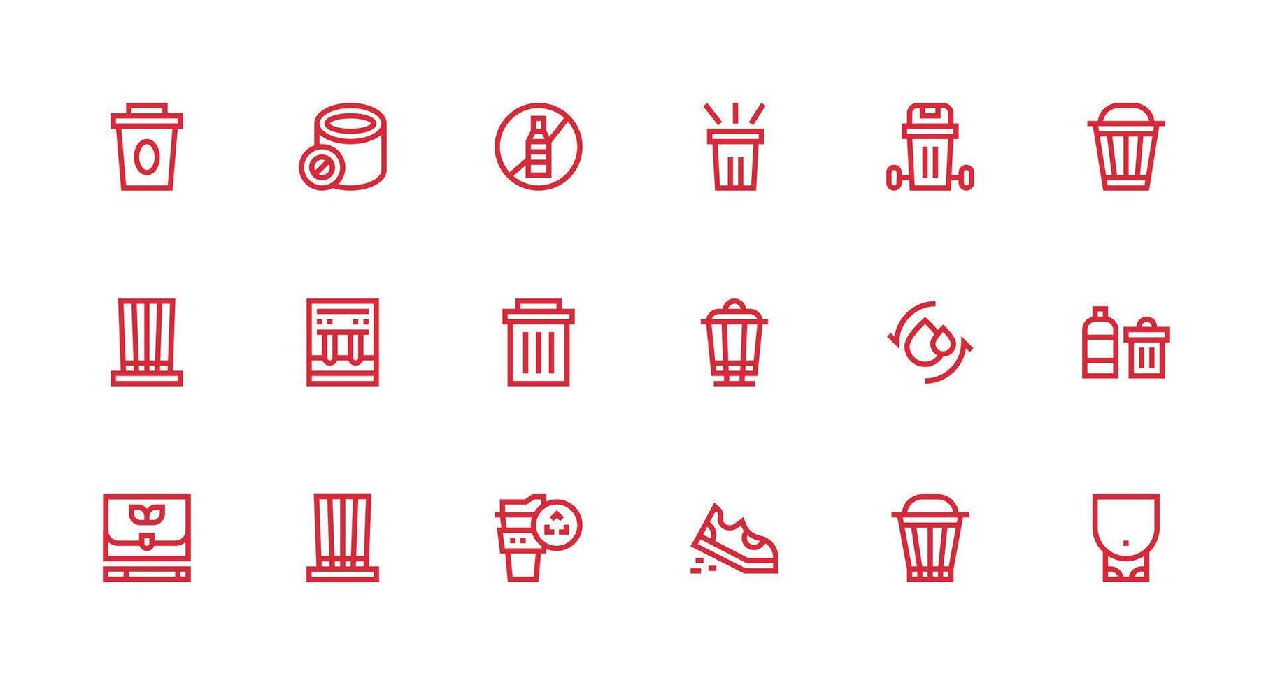 Recycle including 18 Strong Stroke Line Illustrations Complete Icon Bundle for Web Design vector
