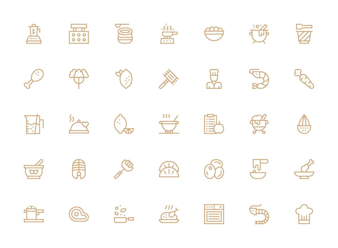 Recipe Set with 35 Regular Clean Line Icons UI-Ready Icon Collection vector