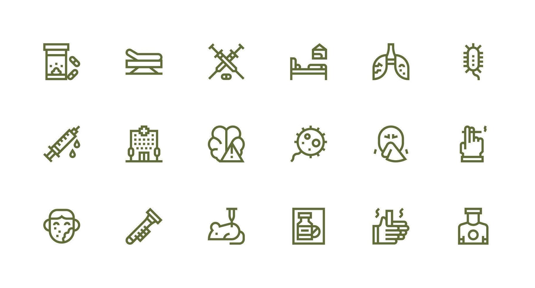 Illness Visual Pack containing 18 Strong Stroke Line Icons Neatly Designed Icons for Web Platforms vector