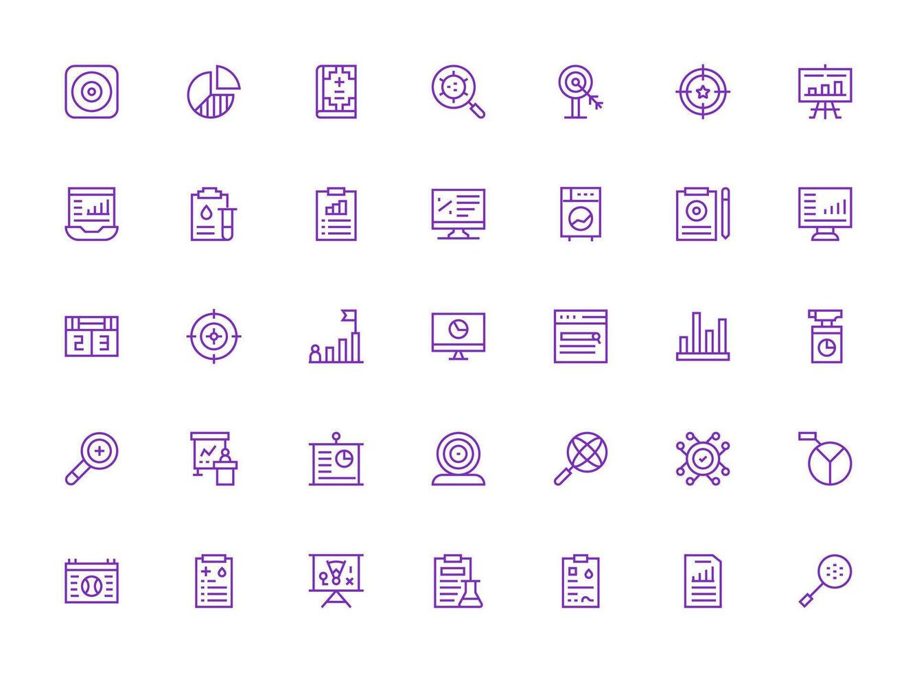 35 Regular Clean Line Style Icons from Results Collection Lightweight Icon Series for Fast Prototypes vector
