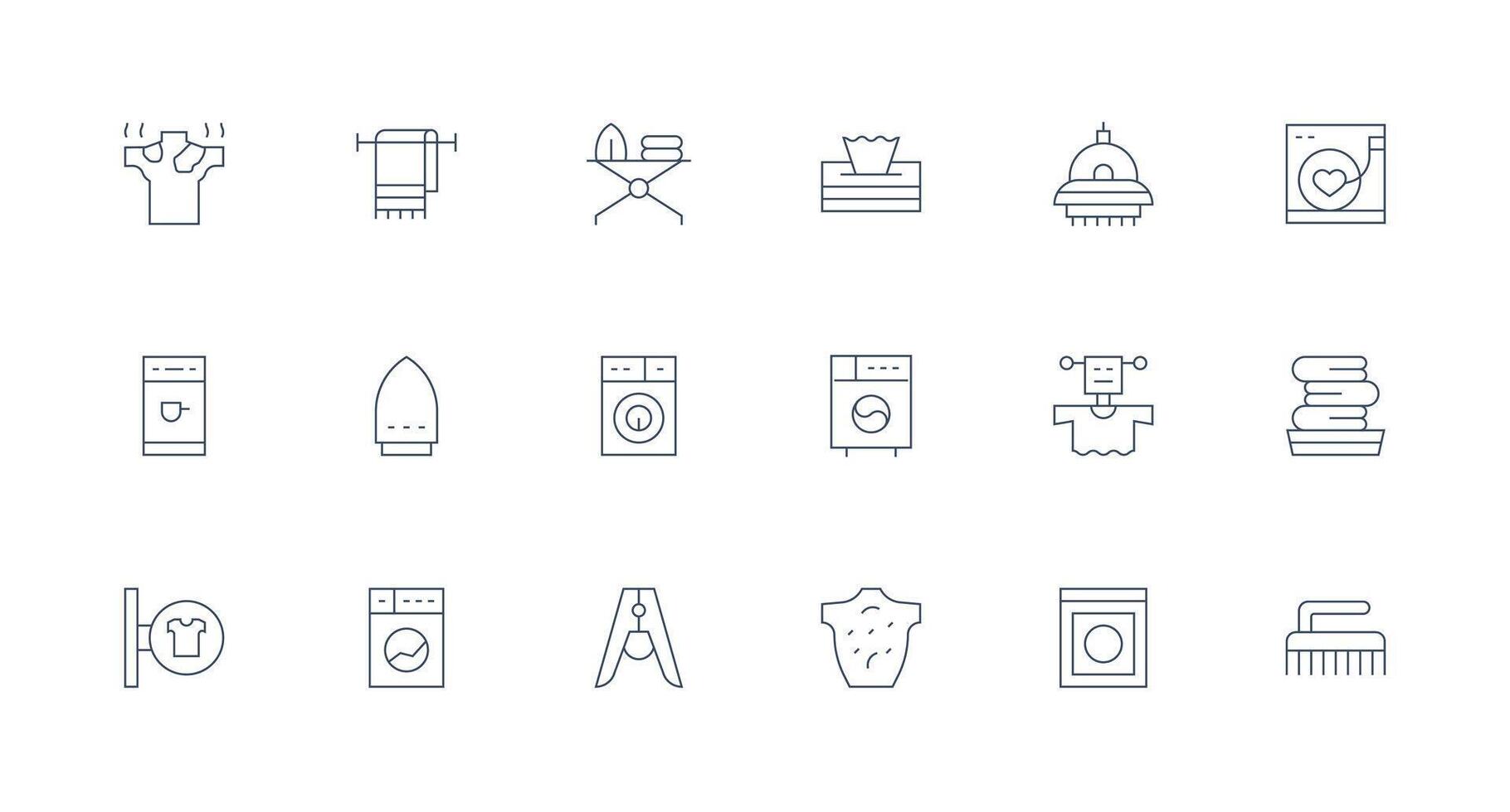 Laundry including 18 Minimal Line Illustrations Well-Structured Icons for Creative Use vector