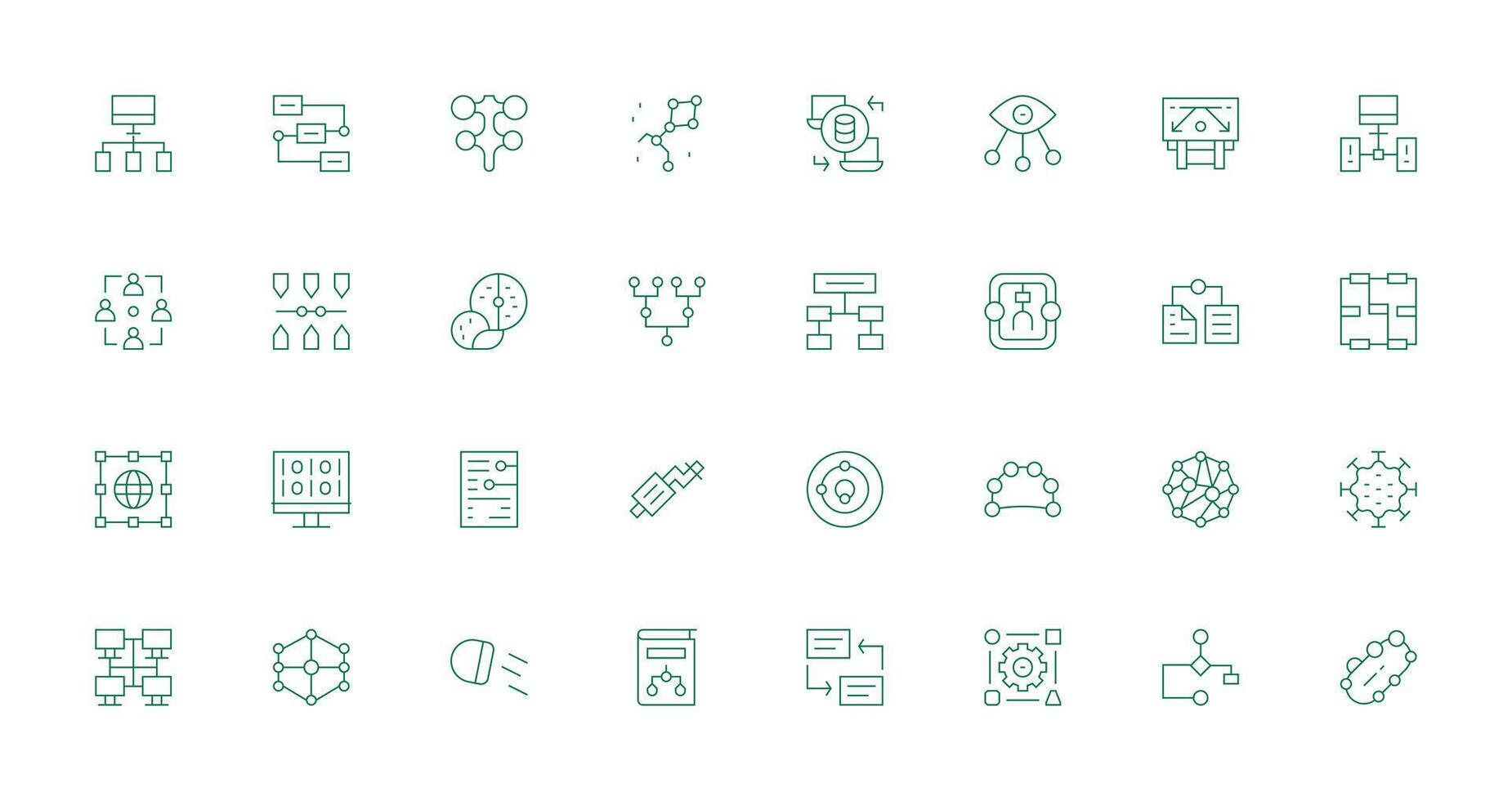 32 Thin Line Icons for Data Flow Graphics Simple Icon Pack vector