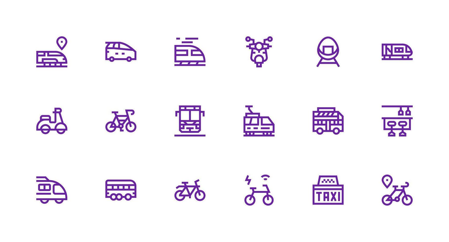 Commuter Design Icons featuring 18 in Strong Stroke Line Style Icons Built for Visual Consistency Pack vector