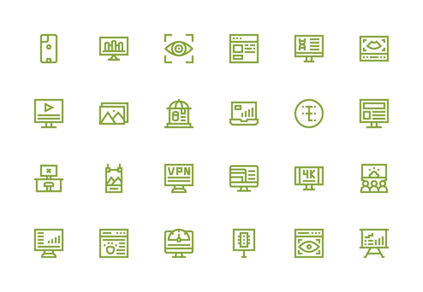 Screen Visual Pack containing 24 Thick Line Line Icons Icons Built for Visual Consistency Pack vector