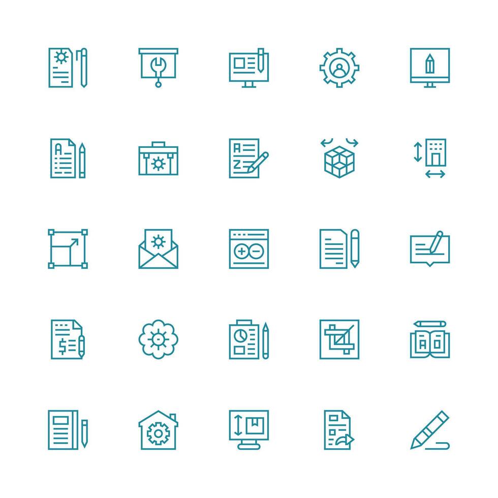 25 Icons for Modify in Medium Stroke Outline Format Line Icon Collection vector
