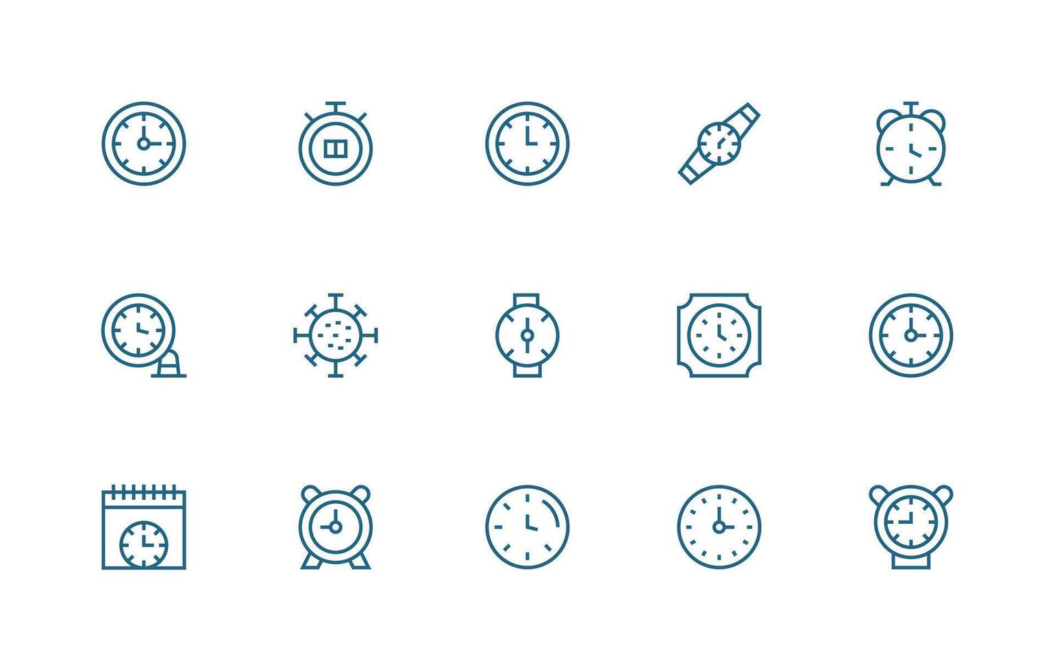 15 Icons for Minute in Regular Line Format Compact Icon Set vector