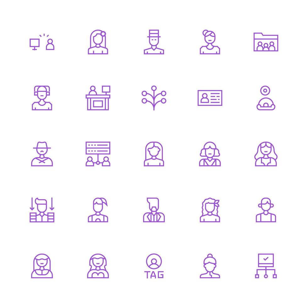 Medium Stroke Outline Icons from Client Set with 25 Vectors Clear and Concise Icon Set Collection