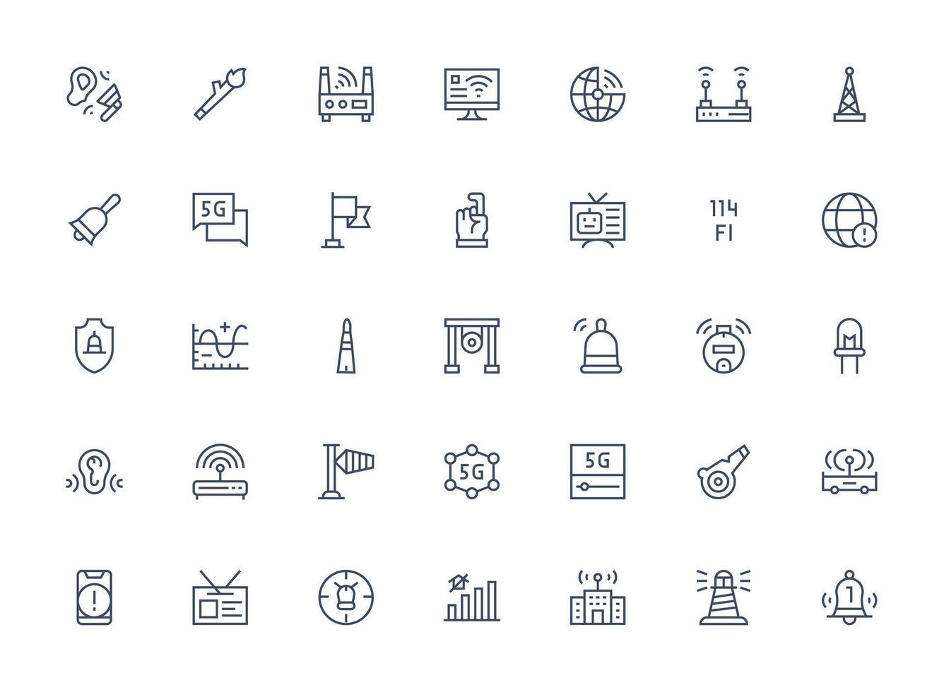 Regular Clean Line Icons from Signal Set with 35 Vectors Icon Collection Set