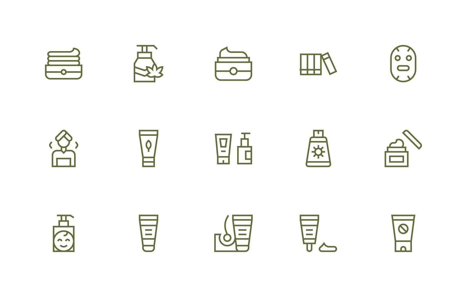 15 Icons for Skincare in Regular Line Format Icon Set for Web vector