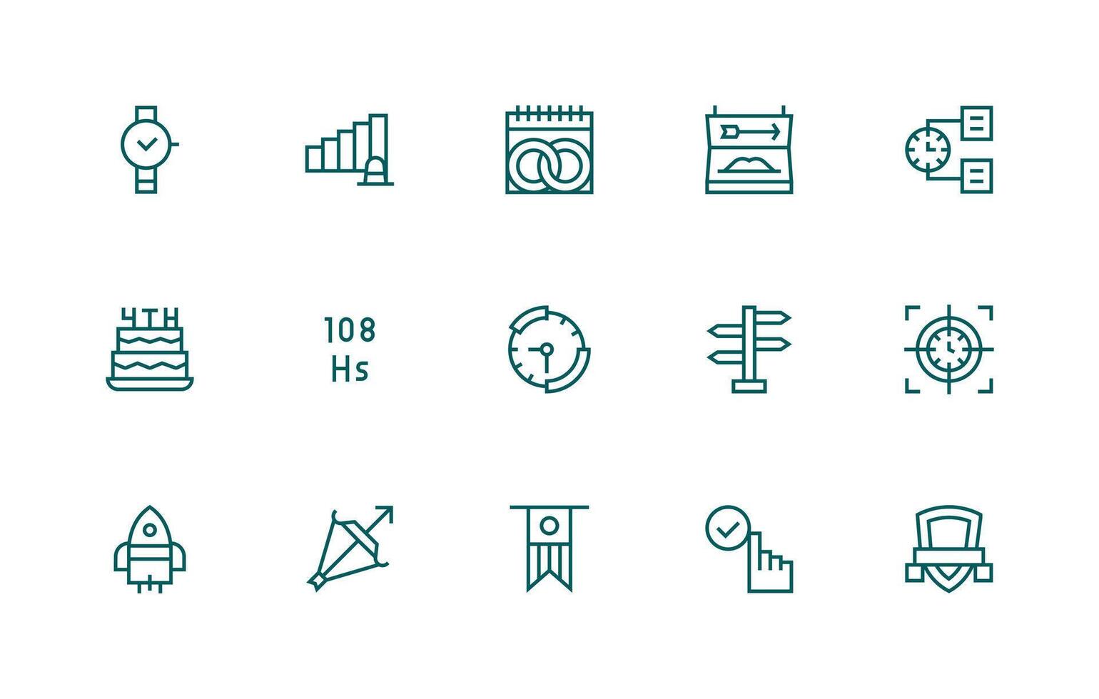 15 Icons for Milestone in Regular Line Format Style Icon Set vector