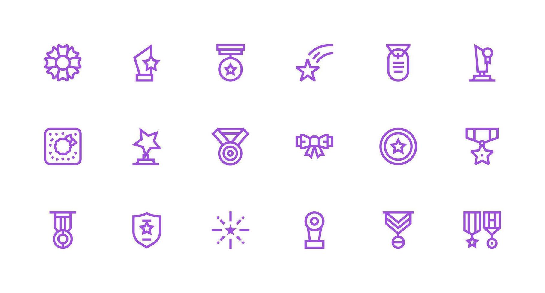 18 Strong Stroke Line Vectors for Commendation Theme Web and App Icon Pack Collection