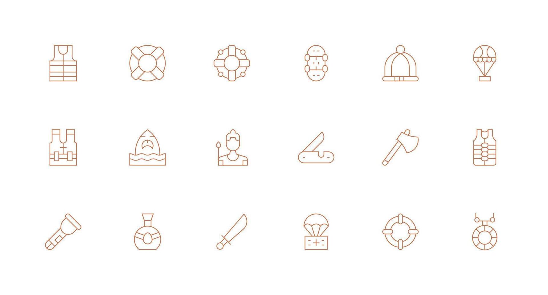 Minimal Line Icons from Survival Set with 18 Vectors Functional Icon Series