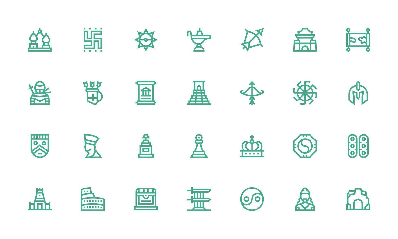 Ancient Set with 28 Bold Line Icons Core Icon Collection for Daily Tasks vector