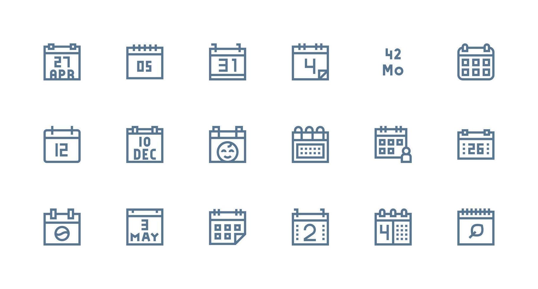 18 Strong Stroke Line Icons for Month Graphics Complete Icon Bundle for Web Design vector