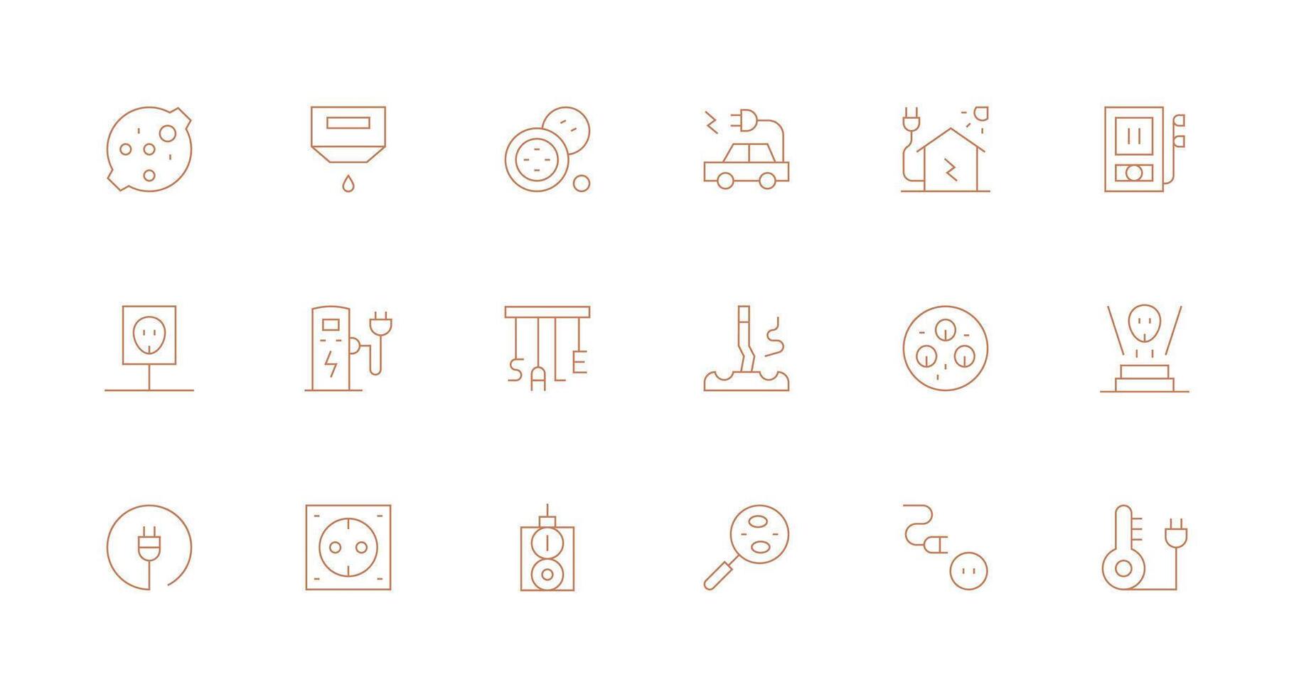 Outlet Icon Set with 18 Minimal Line Graphics Neutral Style Icons for Any Project vector