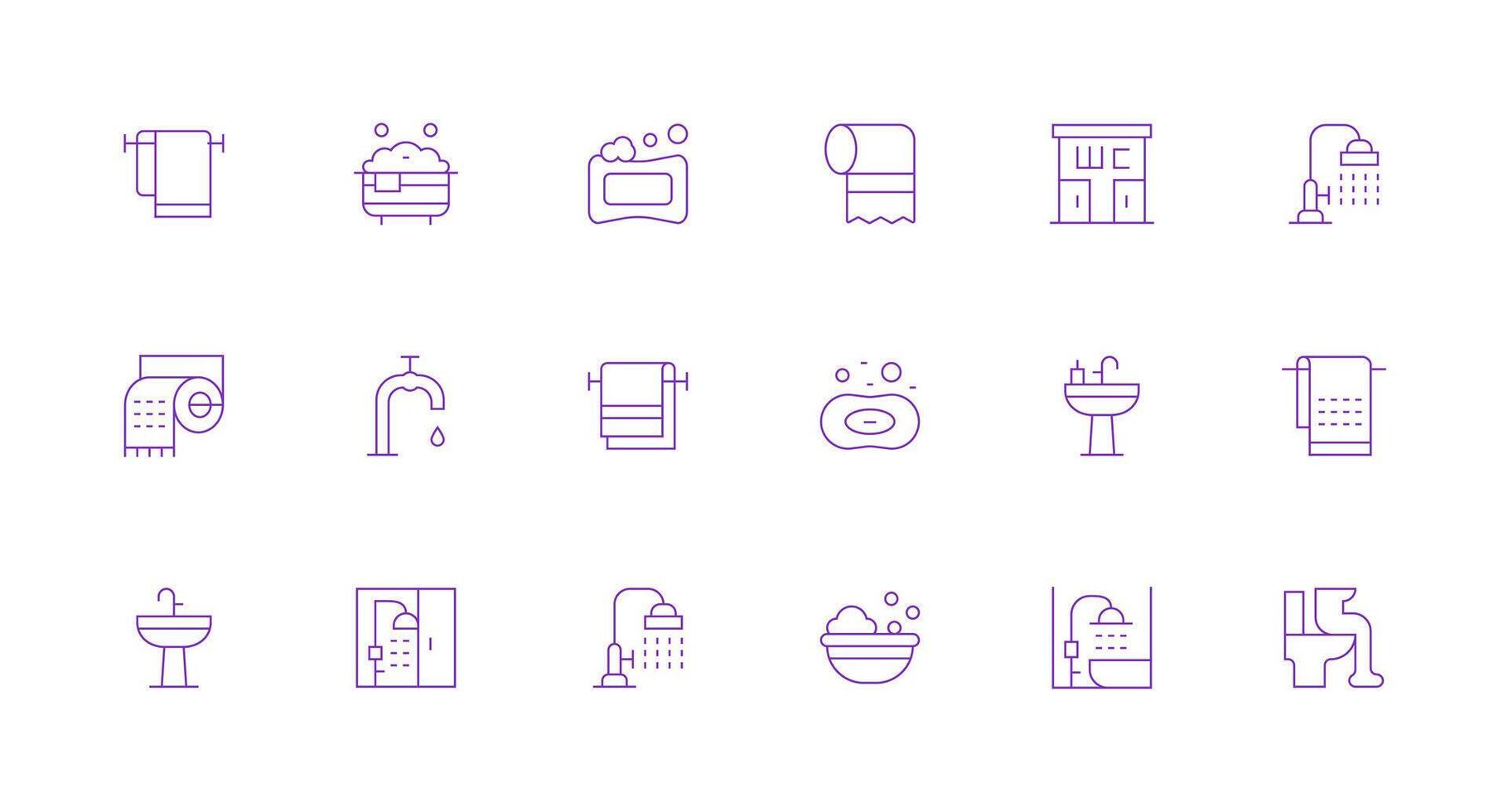 18 Minimal Line Style Icons from Washroom Collection UI Icon Set vector