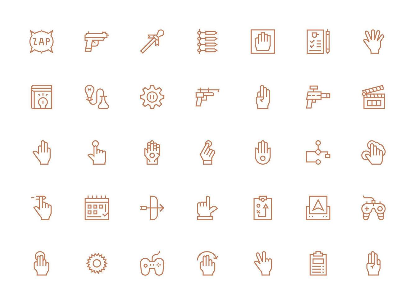 Action Set with 35 Regular Clean Line Icons All Device Compatible Icon Set vector