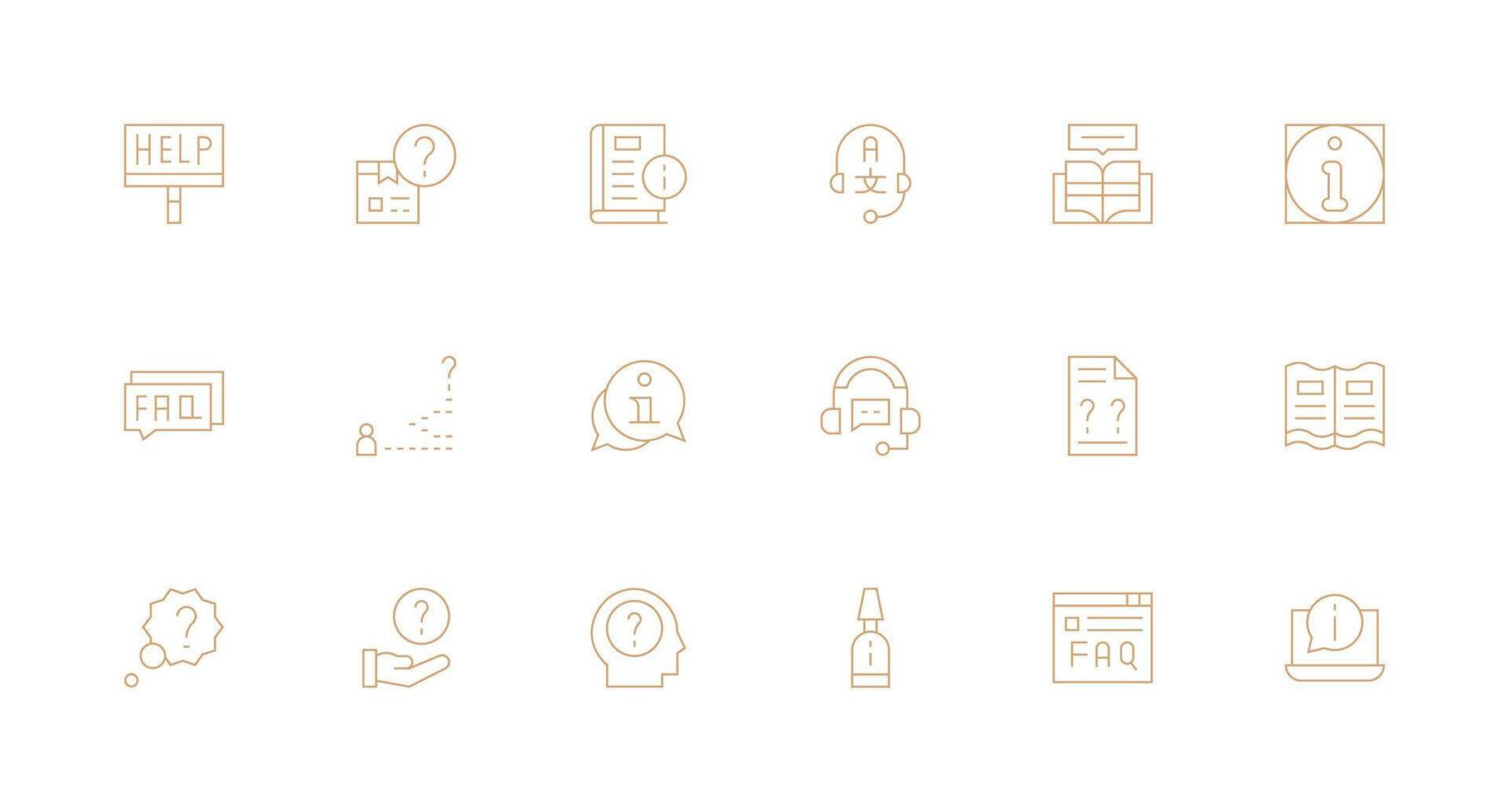 18 Icons for Faq in Minimal Line Format Essential Icon Set for Teams vector