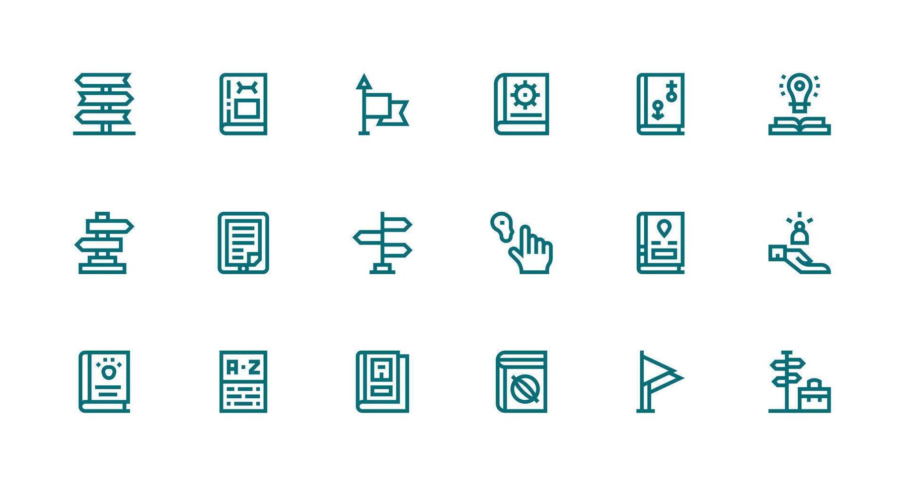 Guide Visual Pack containing 18 Strong Stroke Line Icons Multi-Purpose Icon Set vector