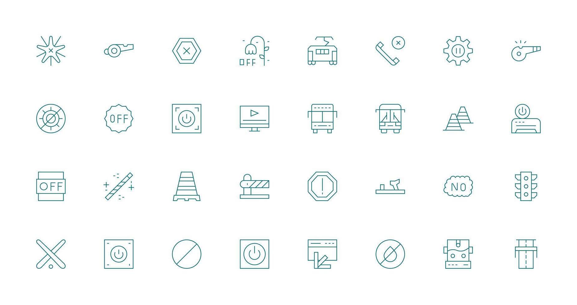 Stop Visual Pack containing 32 Thin Line Icons Interface Icon Collection for Daily Projects vector
