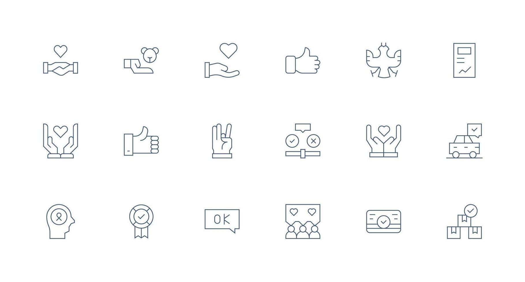 18 Icons for Acceptance in Minimal Line Format Line Icon Collection vector