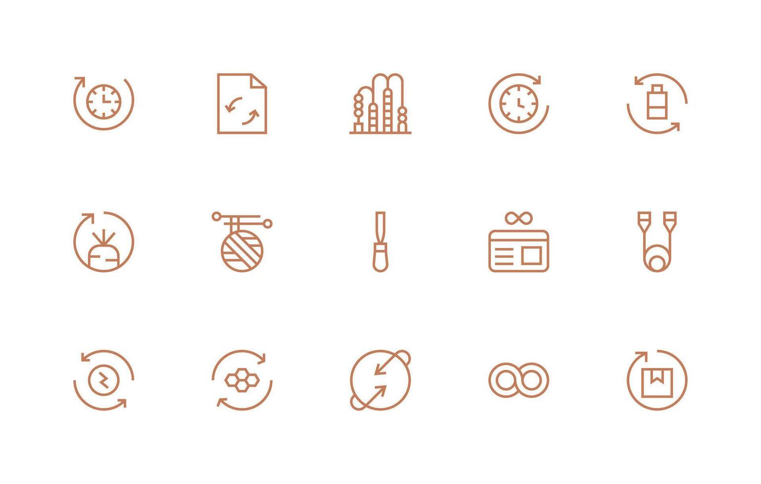 15 Loop Icons in Regular Line Aesthetic Fully Editable Icon Set for Web vector