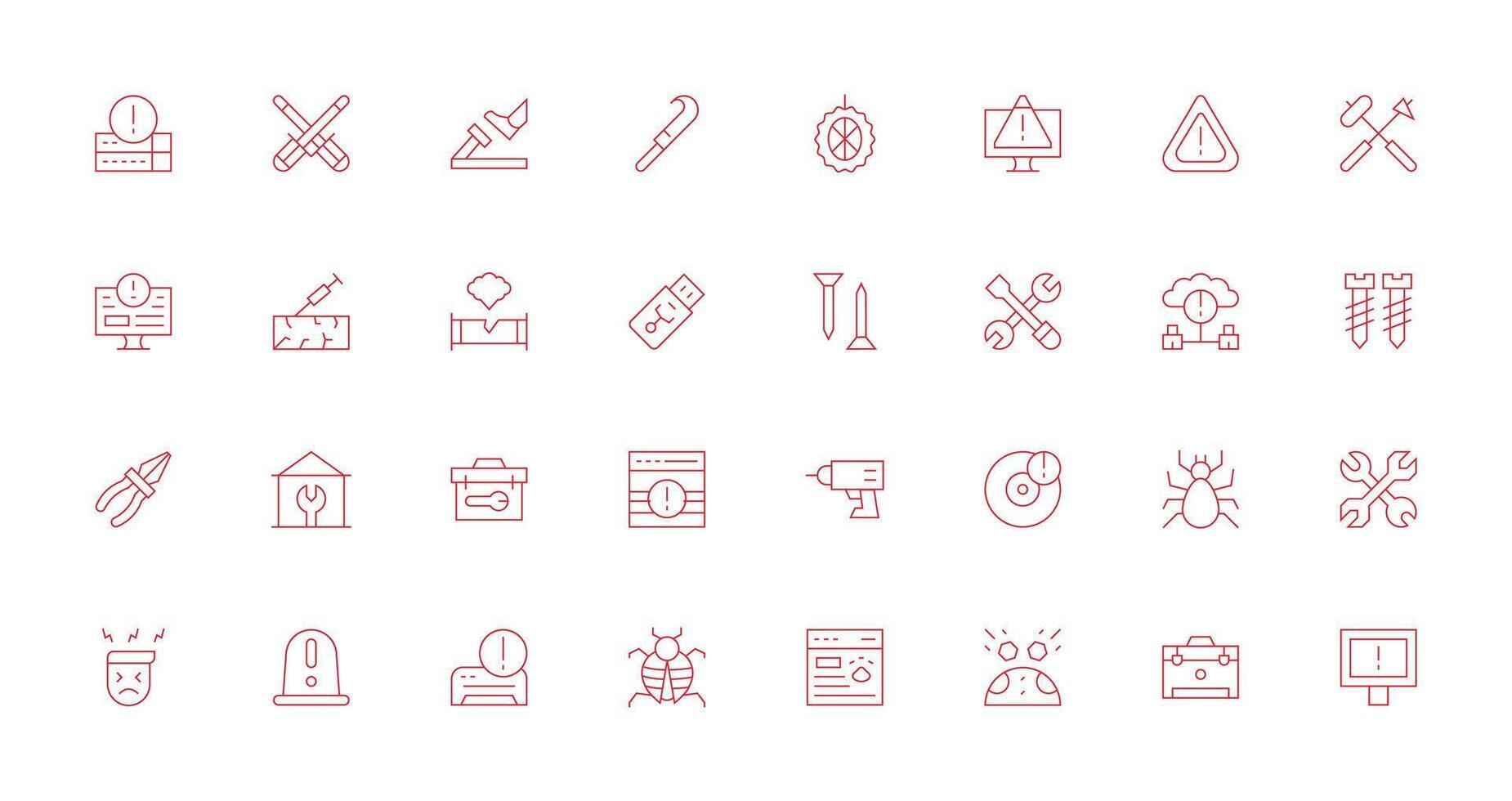 Fix Design Icons featuring 32 in Thin Line Style Display Icon Pack vector