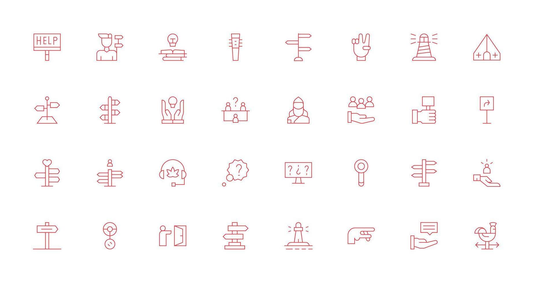 32 Icons for Guidance in Thin Line Format Neatly Designed Icons for Web Platforms vector