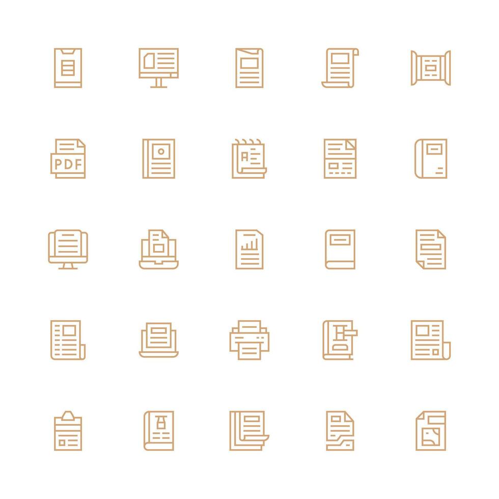 Medium Stroke Outline Icons from Pdf Set with 25 Vectors Detailed Icon Collection for Design Systems