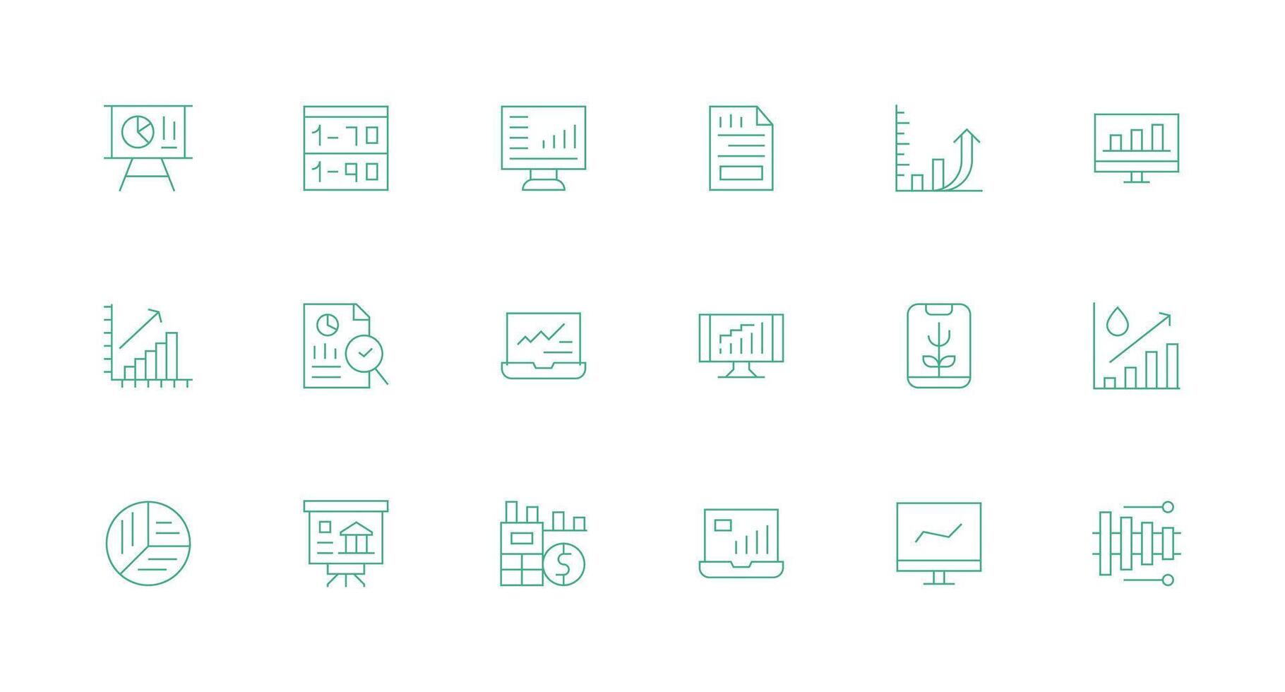 Statistics featuring 18 Icons in Minimal Line Design Outline Icon Pack vector