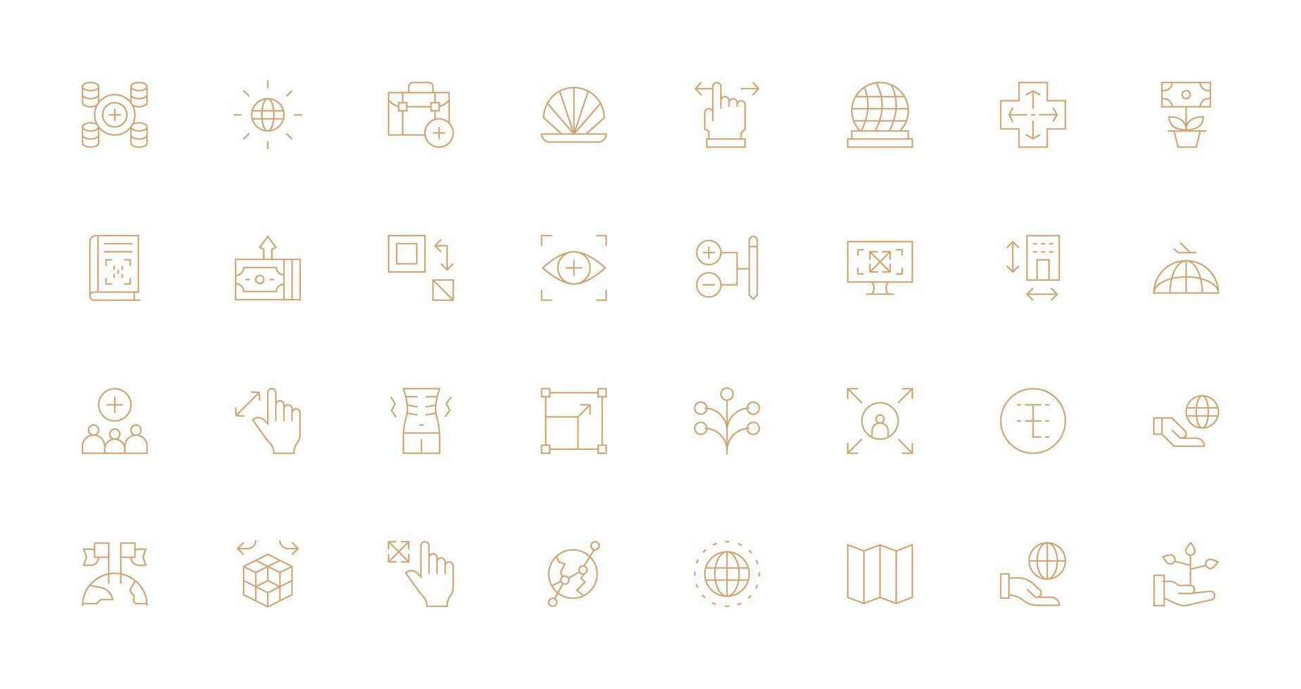 Expand Visual Pack containing 32 Thin Line Icons Interface Icon Collection for Daily Projects vector