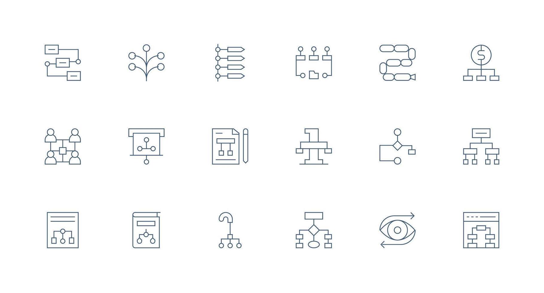 18 Minimal Line Vectors for Flowchart Theme Simple Icon Pack