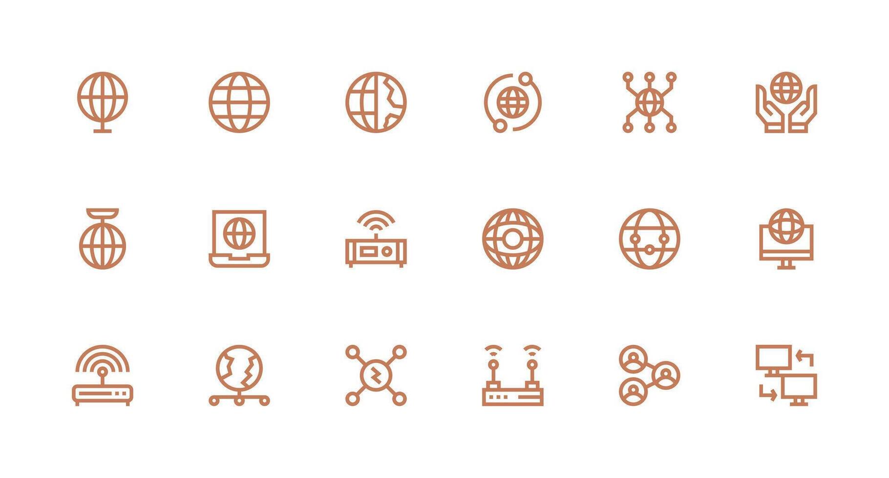 Network Connection Icon Set with 18 Strong Stroke Line Graphics Pixel Perfect Icon Set vector