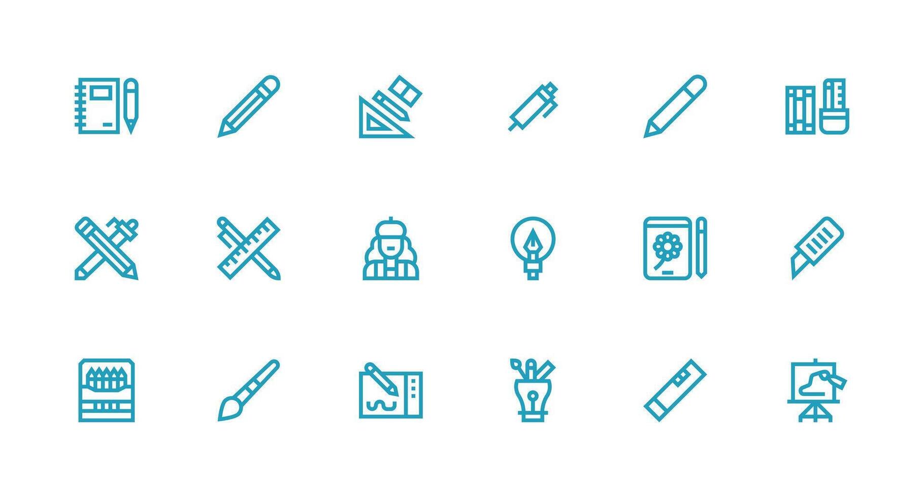 Sketching featuring 18 Icons in Strong Stroke Line Design Web and App Icon Pack Collection vector