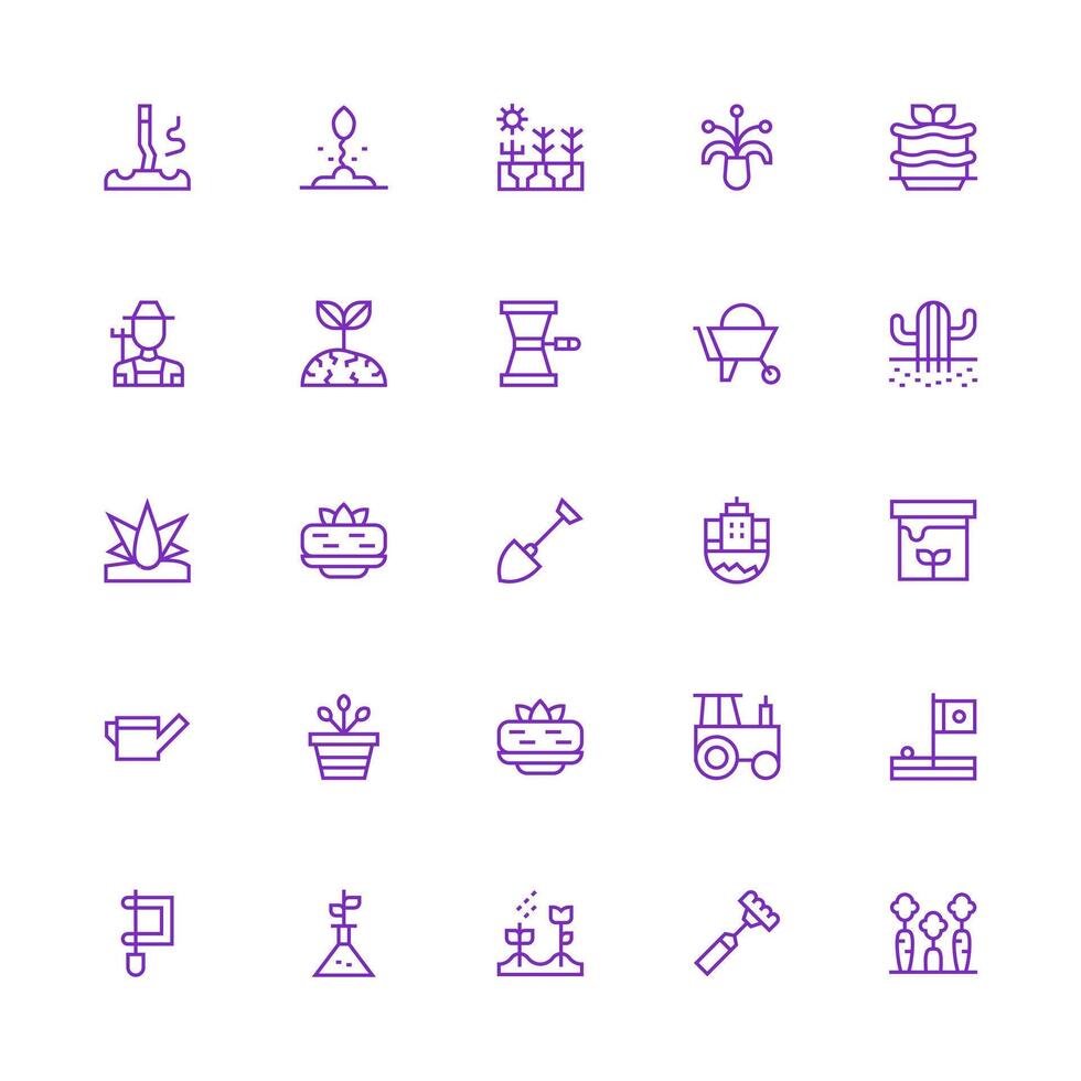 Soil Set with 25 Medium Stroke Outline Icons Balanced Icon Set for Functional Design vector