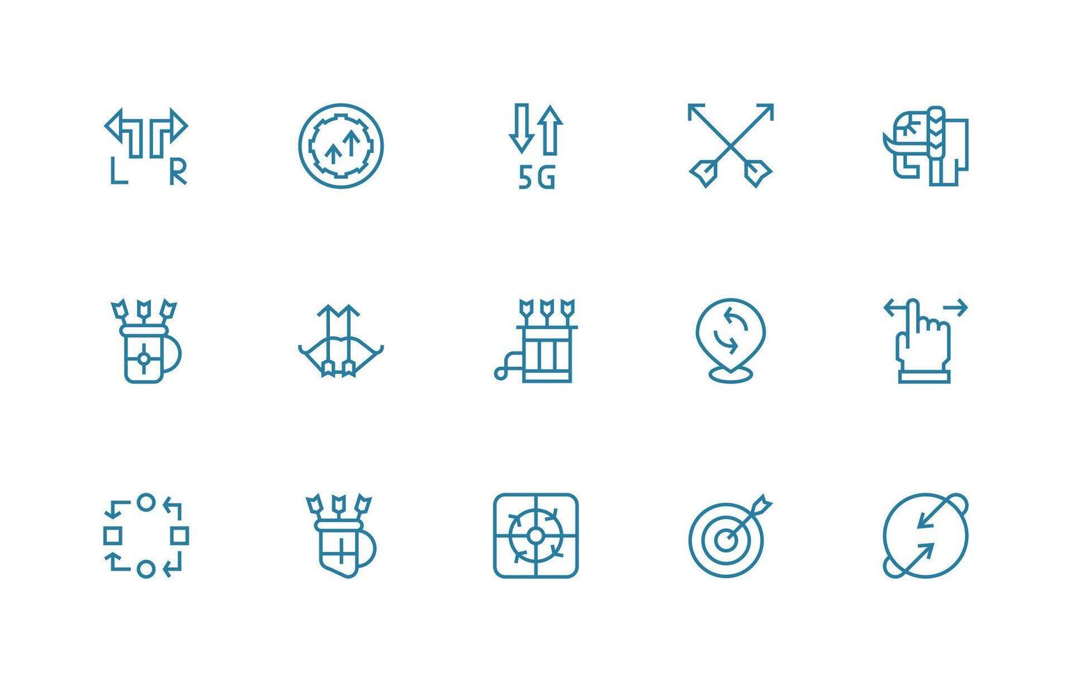 Arrows featuring 15 Icons in Regular Line Design Essential Icons for Rapid UI Building vector