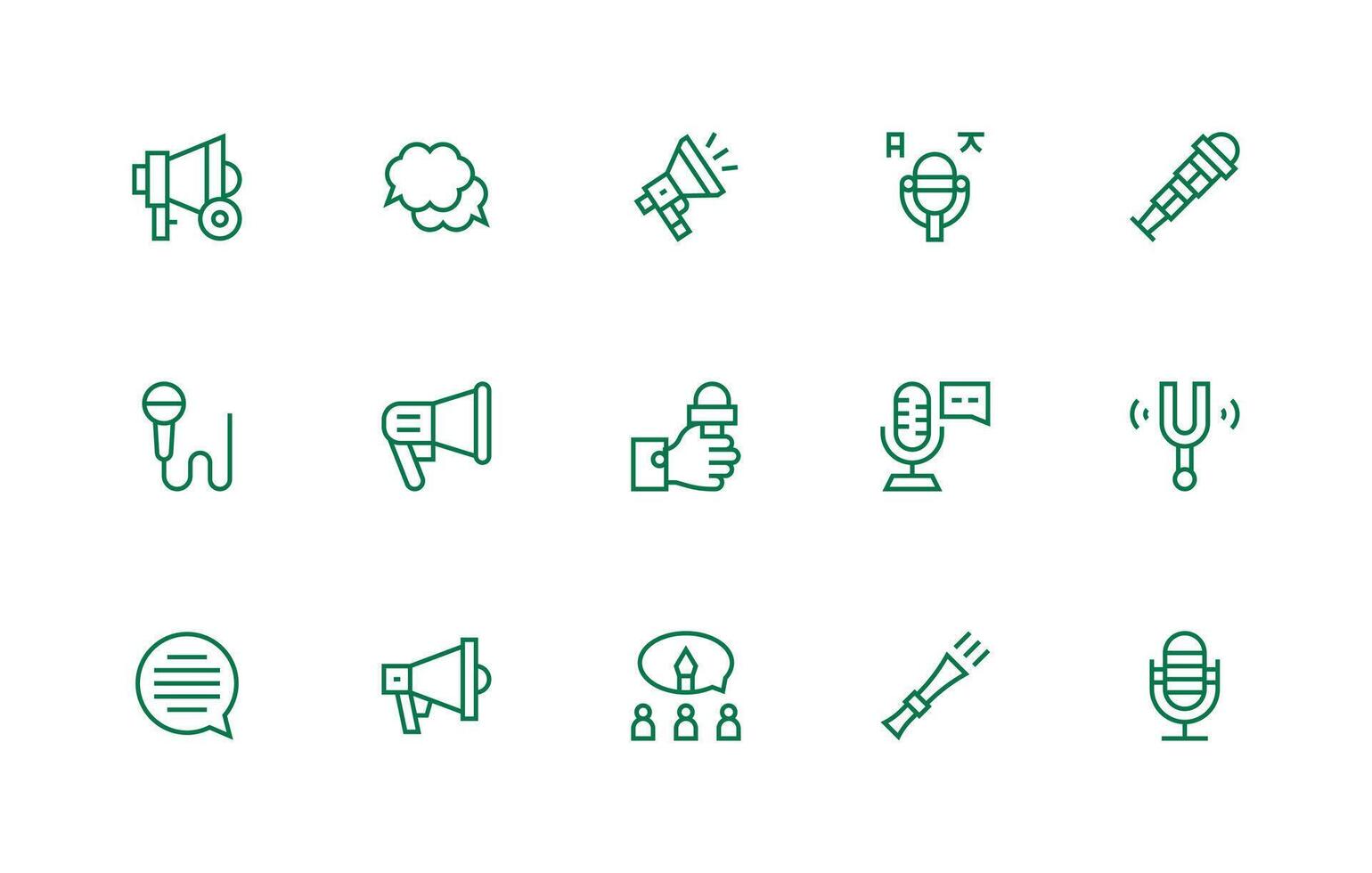 Speech featuring 15 Icons in Regular Line Design Theme-Based Icon Pack vector