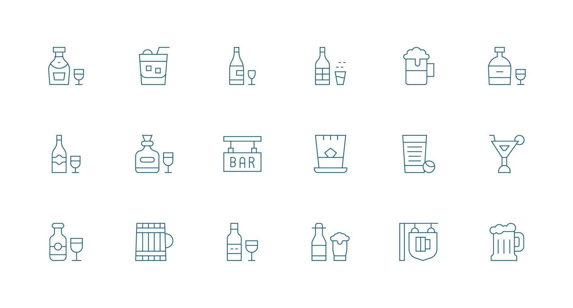 Pub Design Icons featuring 18 in Minimal Line Style Icon Set for Web vector