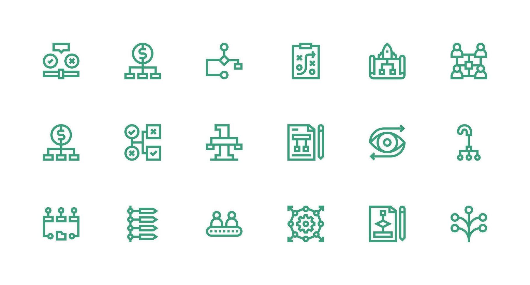 18 Strong Stroke Line Style Icons from Flowchart Collection Scalable Icon Pack vector