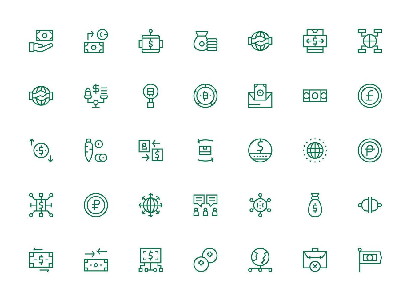 Regular Clean Line Style Exchange Icons with 35 Vectors Sharp Icons for Presentations