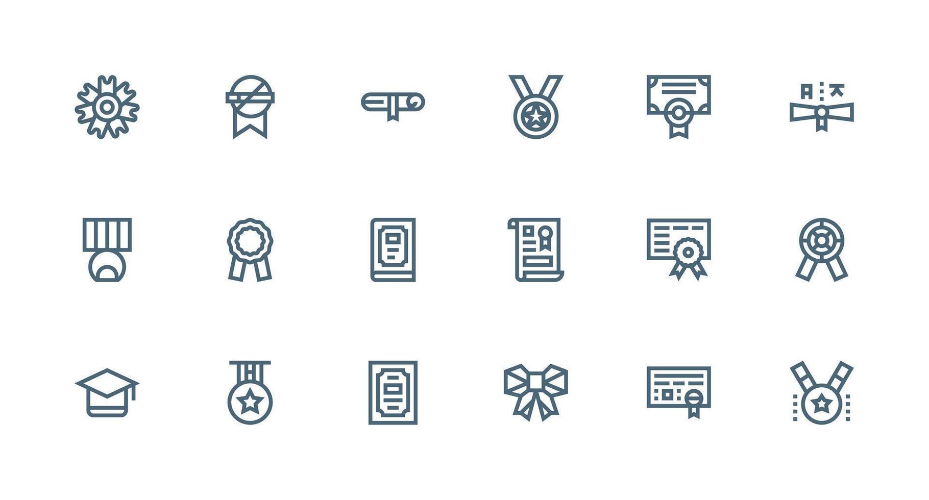 Certificate Set with 18 Strong Stroke Line Icons Clean Icon Set Icon Pack for UI Projects vector