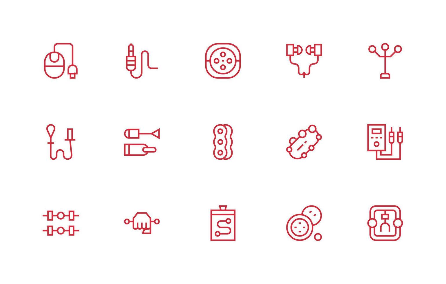 Connector Icon Set with 15 Regular Line Graphics Neat Icon Set vector