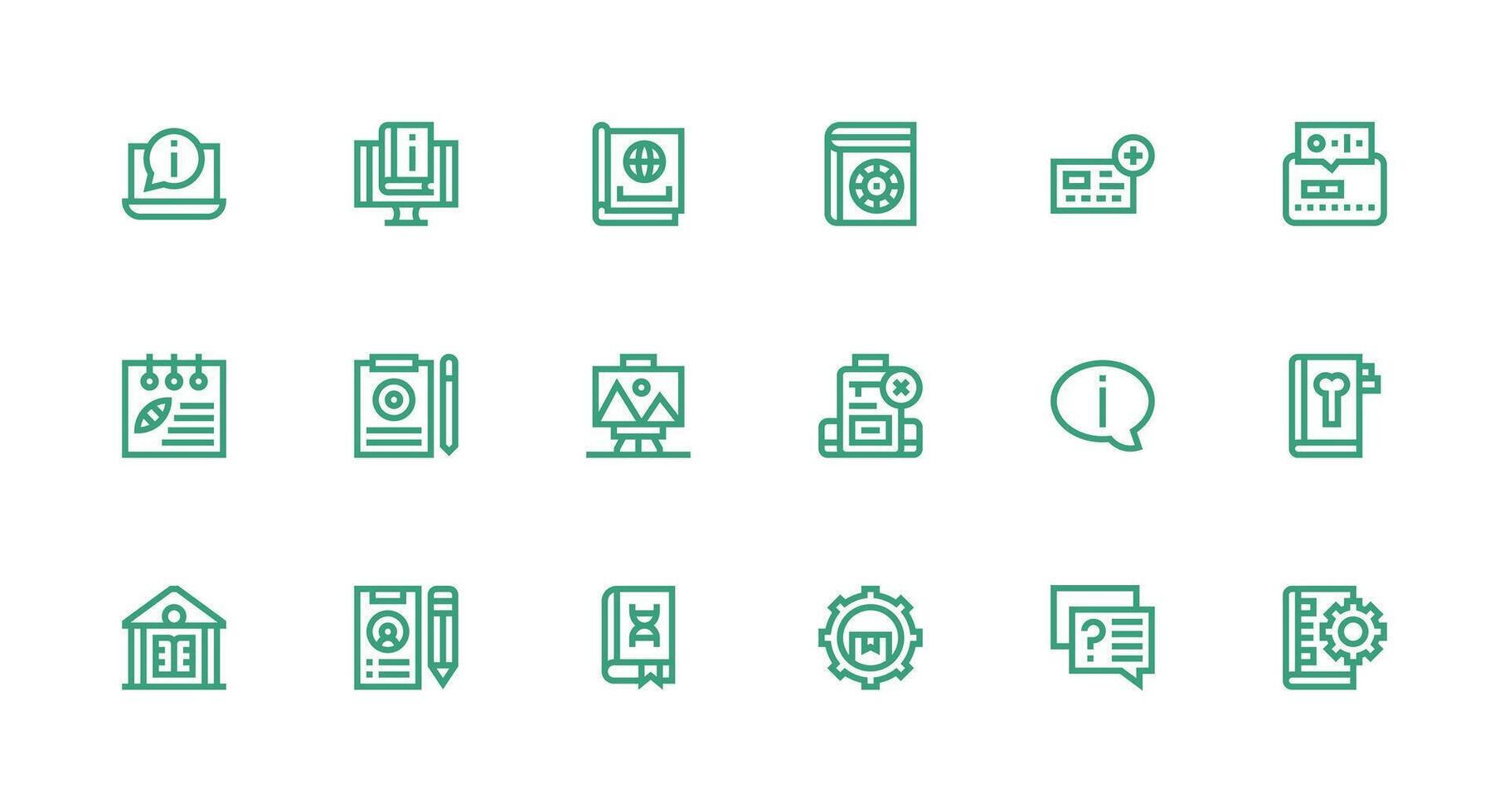 18 Strong Stroke Line Icons for Documentation Graphics Modern Line and Glyph Icon Series vector