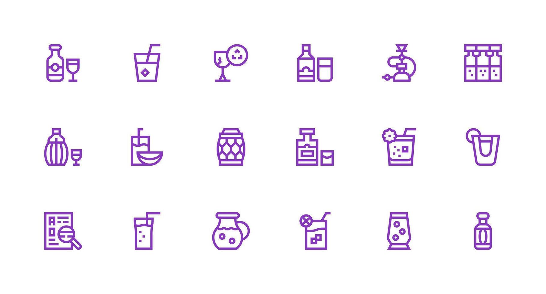 Glass Visual Pack containing 18 Strong Stroke Line Icons Flexible Icon System for Web Interfaces vector