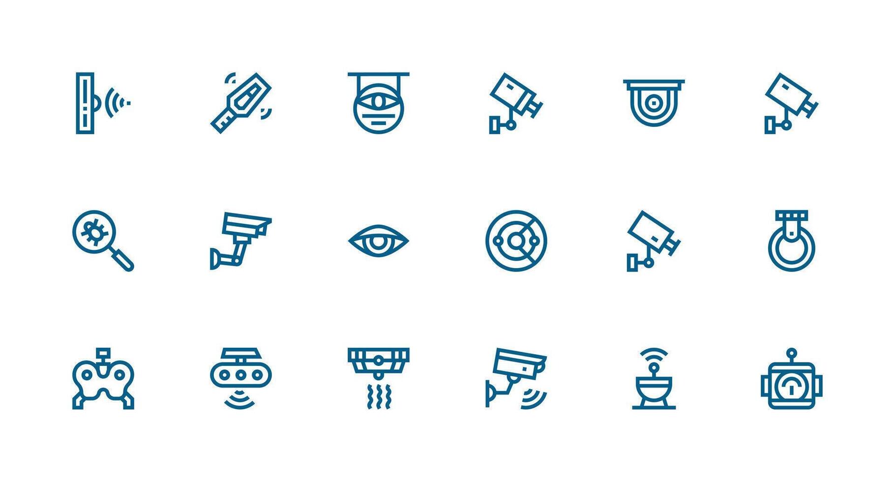 18 Strong Stroke Line Icons for Detection Graphics Digital Icon Collection vector
